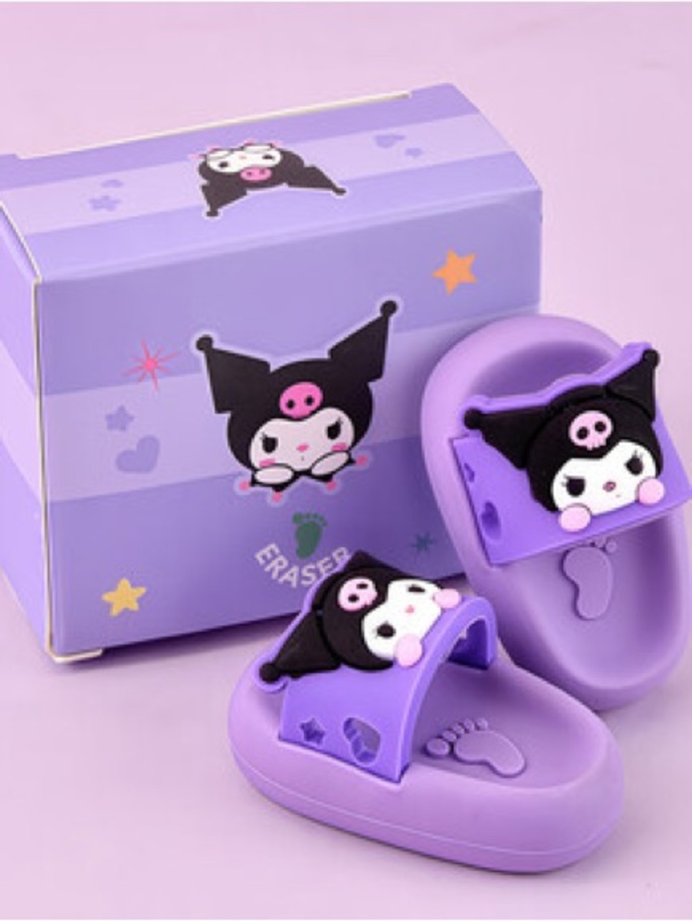 Tiny Purple Character Slide Sandals - Kuromi Style